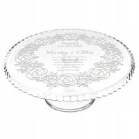 Patera Szklana na Ciasto Nóżce Grawer Prezent dla Rodziców na Rocznicę Ślub