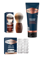 King C Gillette Double Edge ZESTAW, krem do golenia ,żyletki 10 szt, pędzel