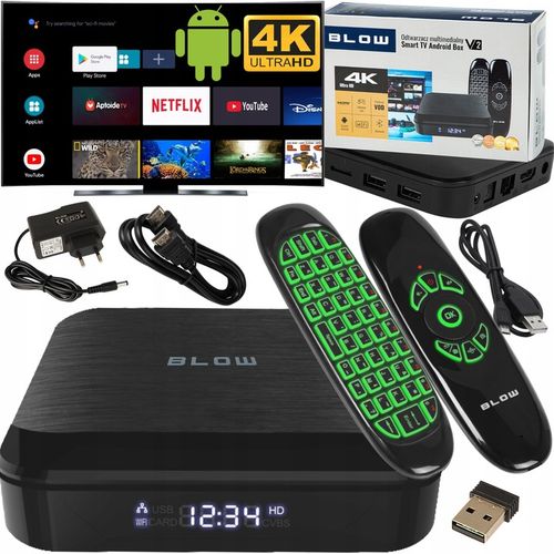 SMART BOX TV ANDROID BLUETOOTH 4K WIFI ODTWARZACZ HDMI USB PILOT PRZYSTAWKA na Arena.pl