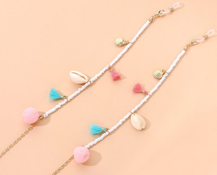 Elegancki Łańcuszek Do Okularów Muszla Pompon Boho zdjęcie 7