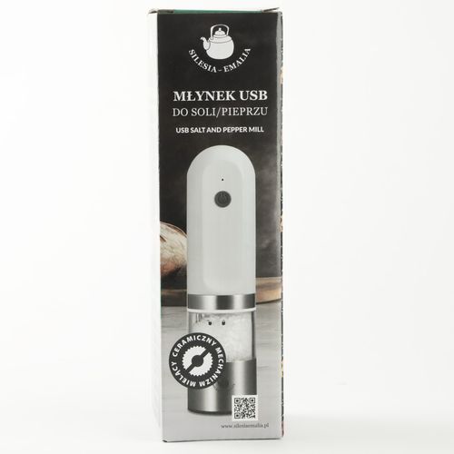MŁYNEK ELEKTRYCZNY DO MIELENIA BIAŁY PRZYPRAW SOLI PIEPRZU PRZYPRAW NA USB na Arena.pl