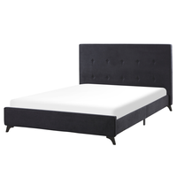Łóżko tapicerowane 140 x 200 cm czarne AMBASSADOR