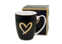 KUBEK DUO WALENTYNKI SERCE CZARNY ZŁOTY NA PREZENT 360 ML