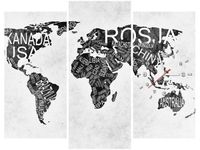 90CM 70 ZEGAR 3 ELEM MAPA ŚWIATA SCIENNY DRUK