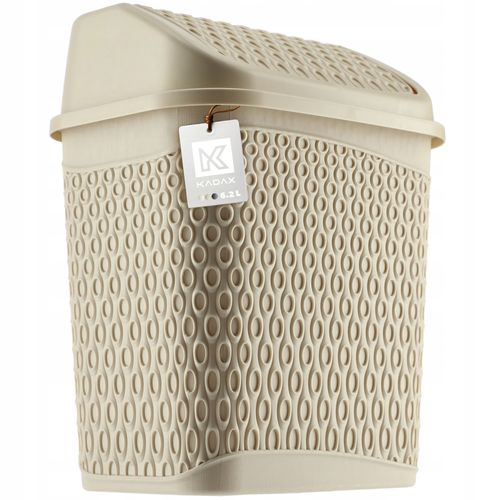 KADAX Kosz Na Śmieci Łazienkowy Beżowy 6,2L Uchylny Pojemnik na Arena.pl