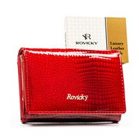 średni, czerwony portfel damski ze skóry naturalnej zamykany zatrzaskiem