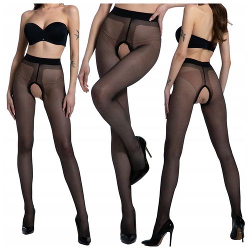 Rajstopy Damskie Gładkie z Dziurką Grubość 20 Den Hip Gloss Czarne 1/2 S/M na Arena.pl