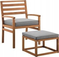 Fotel Ogrodowy DREWNIANY z PODNÓŻKIEM Poduszki