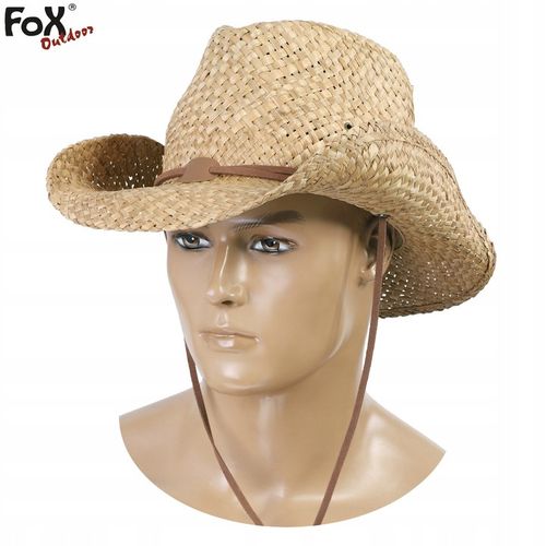 KAPELUSZ KOWBOJSKI SŁOMIANY SŁOMKOWY ze Sznurkiem MFH FOX OUTDOOR BROWN na Arena.pl