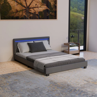 Łóżko tapicerowane z oświetleniem LED i stelażem 140 cm szare