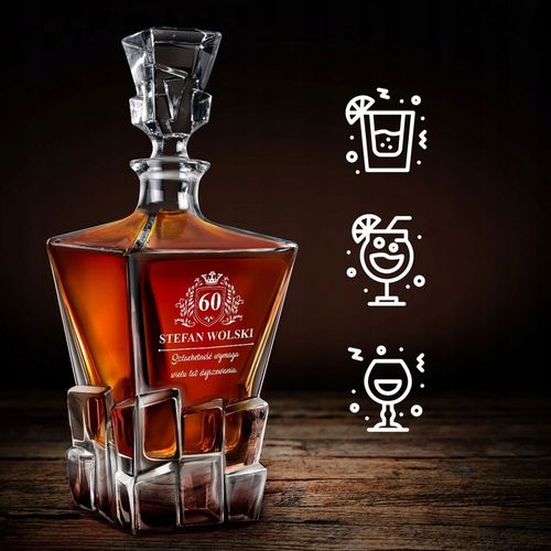 Zestaw Karafka 6 Szklanek do Whisky z Grawerem Prezent dla Faceta Urodziny na Arena.pl