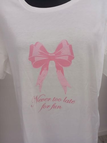 Bluzka MODNA z nadrukiem koszulka bawełna biała z różem t-shirt 2XL na Arena.pl