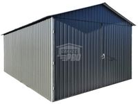 Garaż blaszany 3x6 Brama dwuskrzydłowa - antracyt - dach dwuspadowy GP630