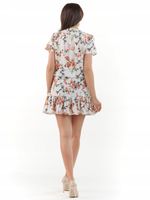 Rozkloszowana sukienka mini, ecru S/M