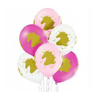 Balony lateksowe złoty jednorożec głowa, 30 cm 3 szt.