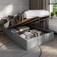 ŁÓŻKO 120x200 TAPICEROWANE Z POJEMNIKIEM + STELAŻ METALOWY PODNOSZONY