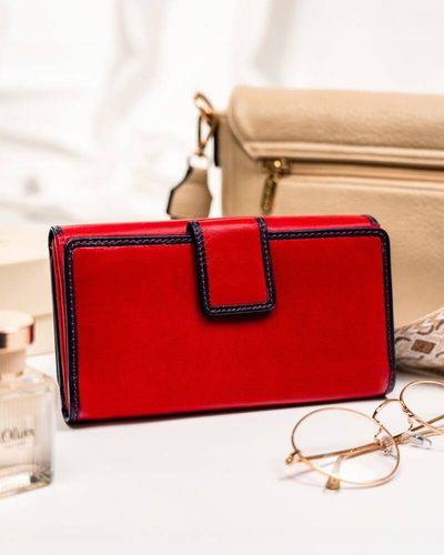 pojemny, skórzany portfel damski na zatrzask i suwak - peterson na Arena.pl