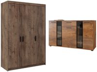 Zestaw Mebli pokojowych Pojemna Szafa + Komoda Dąb Lefkas