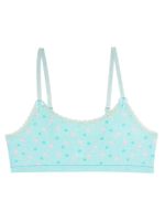 Stanik dziewczęcy błękitny we flamingi i monstery koronka  L