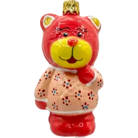 Bombka choinkowa szklana: Uroczy miś w różowym sweterku