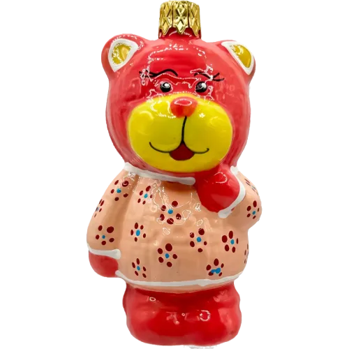 Bombka choinkowa szklana: Uroczy miś w różowym sweterku na Arena.pl