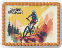 PROSTOKĄTNY OPŁATEK NA TORT A4 20x29CM - ROWER HOBBY + IMIĘ