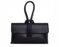 WŁOSKA SKÓRZANA KOPERTÓWKA TOREBKA WIZYTOWA SOLOME FLORA CZARNA WIECZOROWA