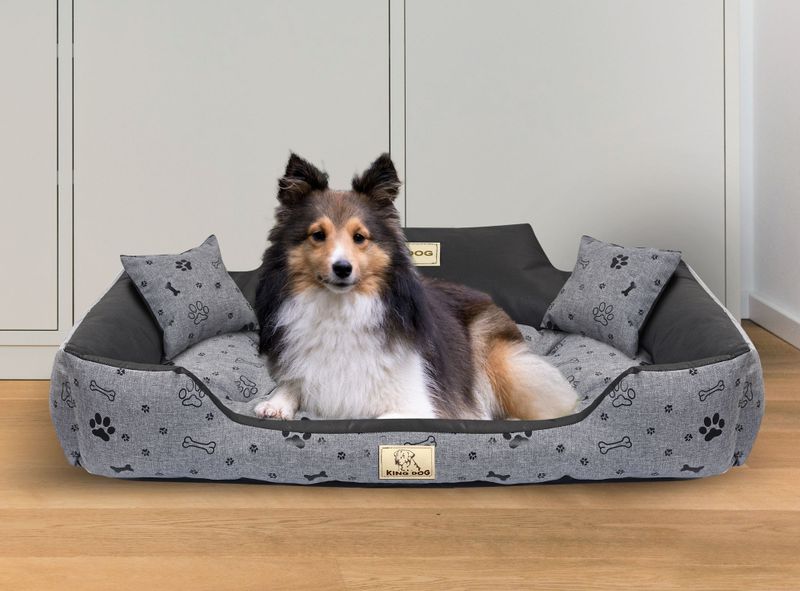 Legowisko dla psa kojec KINGDOG 115x95 cm wodoodporne kości czarne zdjęcie 9