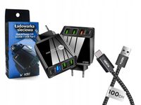 ŁADOWARKA ZASILACZ QC PD 3xUSB MOCNY DŁUGI KABEL PRZEWÓD TYP-C 100cm 3A
