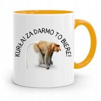 Kubek Żółty Nosacz Janusz Kurła Za Darmo To Biere! Z Nadrukiem Ze Zdjęciem