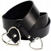 Damski Pasek Klamra Podwójna Serce Skóra Mocny