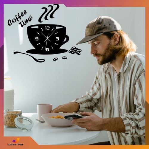 Zegar ścienny kuchenny filiżanka kawy do kuchni kawiarni czarny efekt 3D na Arena.pl