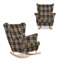 Fotel uszak Winston bujany skandynawski Family Meble krata brązowa