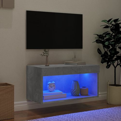 Szafka pod TV, z oświetleniem LED, szarość betonu, 60x30x30 cm na Arena.pl