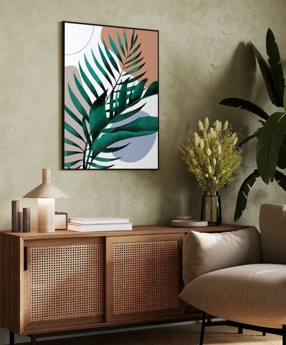 Plakat boho plakaty liście 21x30 cm w czarnej ramie na Arena.pl