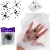 SZTUCZNA PAJĘCZYNA SIEĆ 4 PAJĄKI HALLOWEEN DEKORACJA