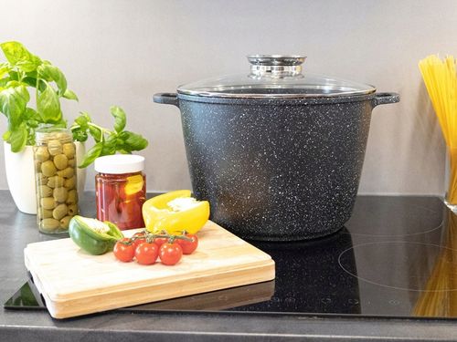 ZESTAW GARNKÓW MARMUROWYCH INDUKCJA GAZ GARNKI KOMPLET PATELNIA 17 EL. na Arena.pl