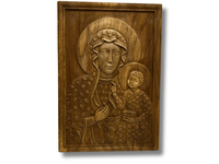 Płaskorzeźba Matka Boska Częstochowska Drewniana Obraz Prezent  31