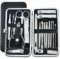 ZESTAW DO MANICURE PEDICURE DO PAZNOKCI 20EL ETUI NOŻYCZKI CĄŻKI