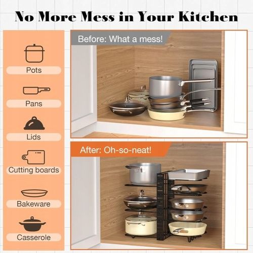 Stojak na Garnki i Pokrywki Kuchenny Organizer Regał Metalowy na Arena.pl