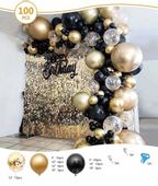 Girlanda balonowa czarno-złota 100 szt. urodziny sylwester karnawał