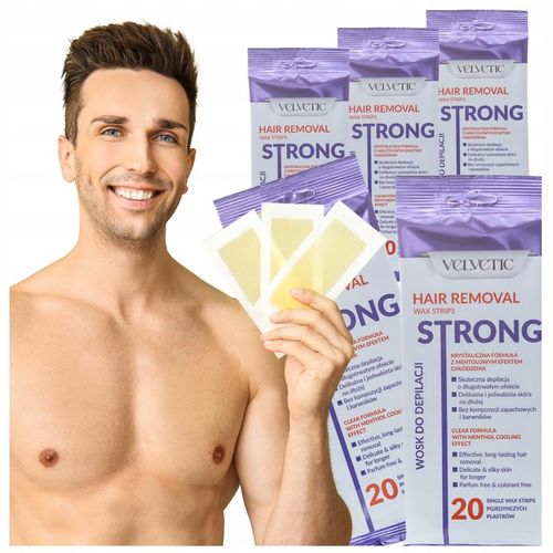 WOSK DO DEPILACJI DLA MĘŻCZYZN VELVETIC STRONG FOR MEN ZESTAW 100 SZTUK na Arena.pl