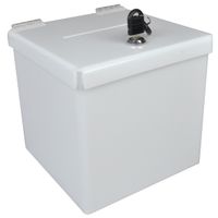 Biała urna skrzynka skarbonka plexi 20x20x20 cm na głosy dokumenty ankiety