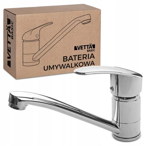 Bateria umywalkowa kuchenna nablatowa długi kran do zlewu chromowa VETTÄ na Arena.pl