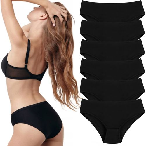 3x Majtki Bawełniane Figi Damskie Gładkie Klasyczne Czarne Proste MORAJ L na Arena.pl