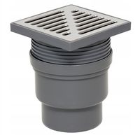 KRATKA ŚCIEKOWA FI 110 PROSTA PIONOWA NIERDZEWNA REGULOWANA 150X150 MM