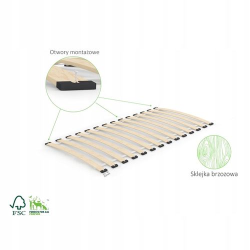 Stelaż sprężynujący 80x160 pod materac wkład - 14 listew brzozowych na Arena.pl