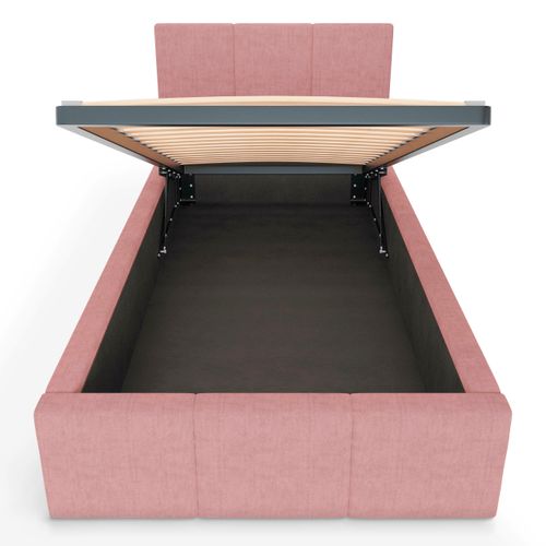 ŁÓŻKO POJEDYNCZE 90x200cm ŁÓŻKO TAPICEROWANE Z POJEMNIKIEM RÓŻOWE na Arena.pl