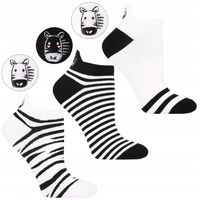 Skarpetki Stopki Damskie w Zebrę z Haftem Bawełniane 3-pary MORAJ 35-38
