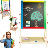 TABLICA KREDOWA DWUSTRONNA MAGNETYCZNA DLA DZIECI DREWNIANA EDUKACYJNA +